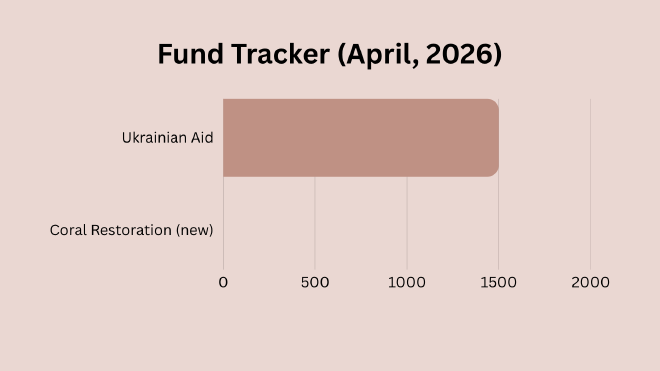 Graph from Canva of the fundraising totals for each cause